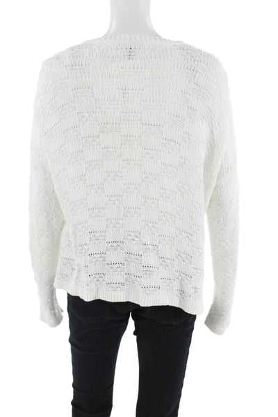 Eileen Fisher Women Pullover Sweater White Crew Neck Organic Linen Size S