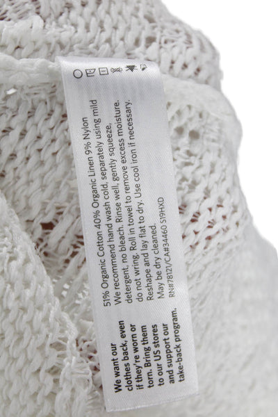 Eileen Fisher Women Pullover Sweater White Crew Neck Organic Linen Size S