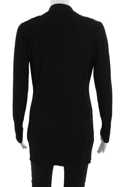 Lafayette 148 New York Women Black V-Neck Cardigan Button 100% Wool Size S