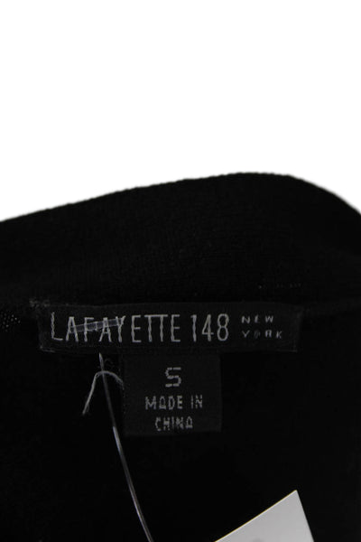 Lafayette 148 New York Women Black V-Neck Cardigan Button 100% Wool Size S