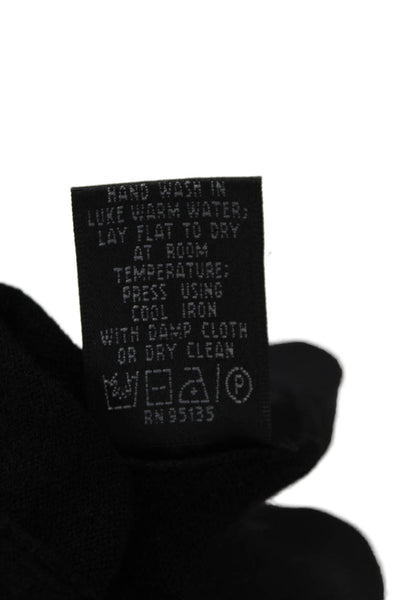 Lafayette 148 New York Women Black V-Neck Cardigan Button 100% Wool Size S