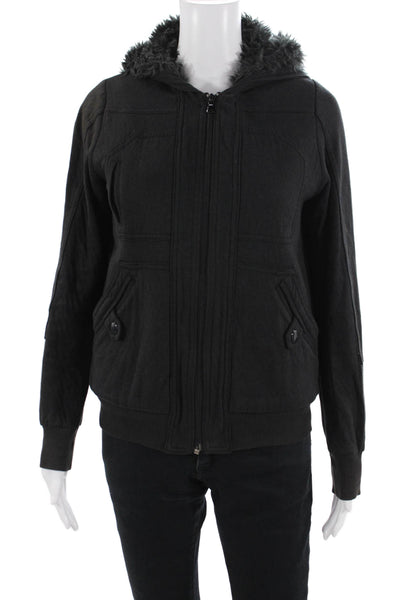 Marc By Marc Jacobs Women Bomber Jacket Black 70/30 Wool-Poly Size M