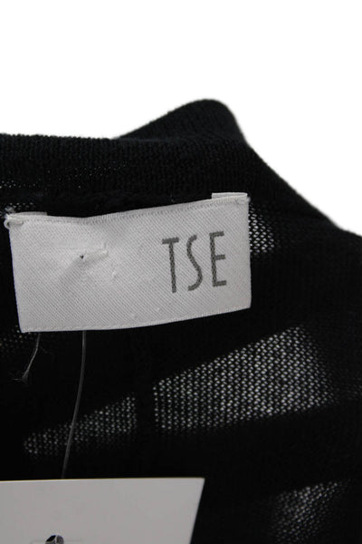 Tse Women Cardigan Black Cotton Long Sleeve Size S