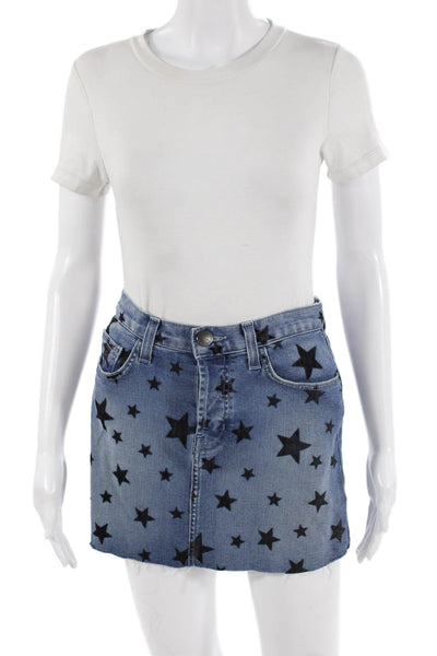 Current/Elliott Womens Blue Graphic Print Mini Skirt Size 24