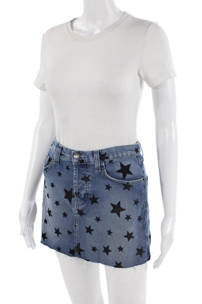 Current/Elliott Womens Blue Graphic Print Mini Skirt Size 24