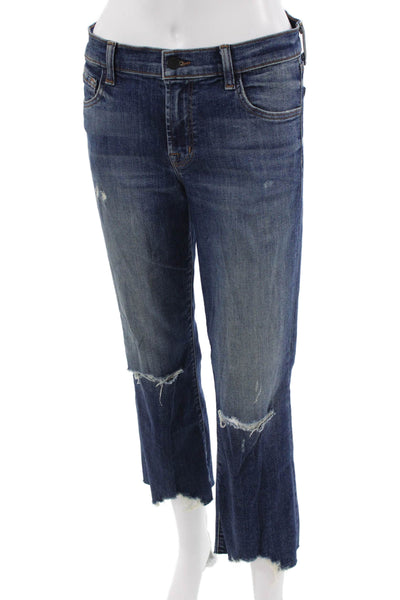 J Brand Womens Dark Blue Cropped Jeans Mid Rise Button Inseam 26 Size 28