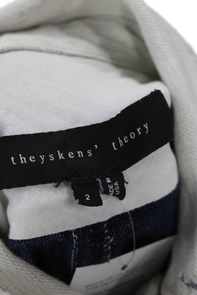 Theyskens Theory Women White Cotton Collared Button Front Jacket Size 2