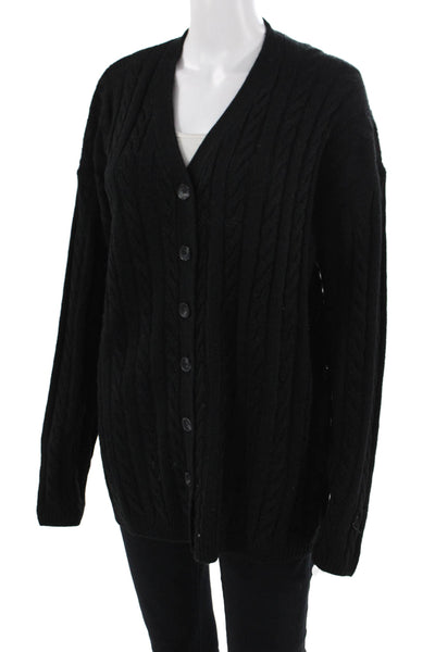 Rachel Parcell Unisex Black V-Neck Button Cardigan Sweater Acrylic Size XS