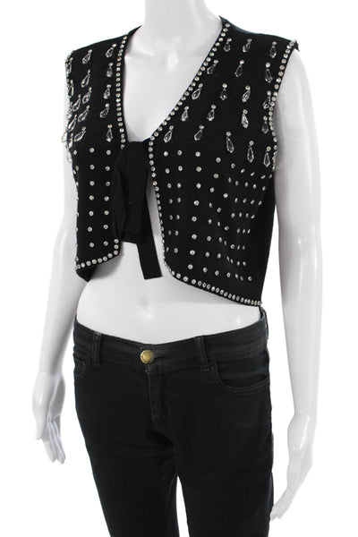 Current Air Women Black V-Neck Sleeveless Vest Gothic Size XS
