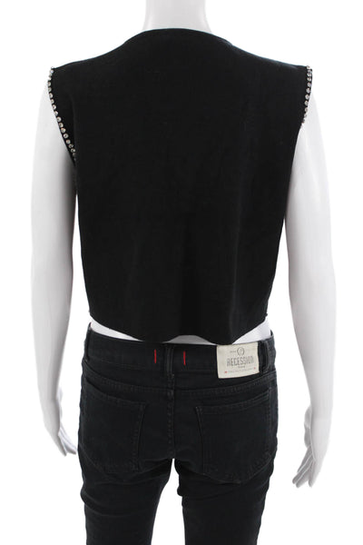 Current Air Women Black V-Neck Sleeveless Vest Gothic Size XS