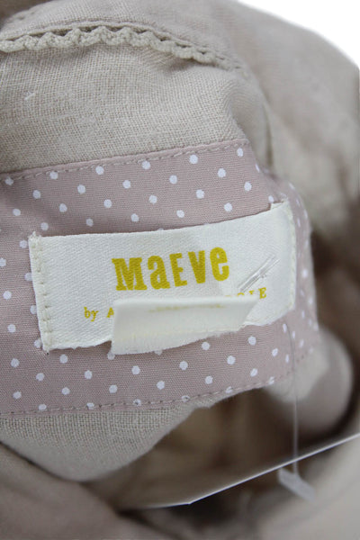 Maeve Anthropologie Unisex Beige Linen Button-Down Long Sleeve Size XS