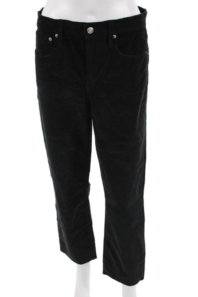 J Crew Womens Cropped Ankle Pants Black Button Size 28