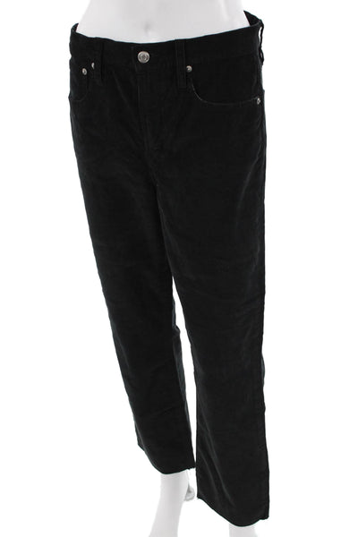 J Crew Womens Cropped Ankle Pants Black Button Size 28