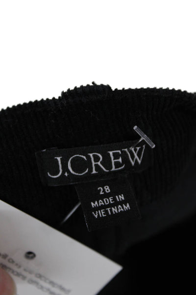 J Crew Womens Cropped Ankle Pants Black Button Size 28
