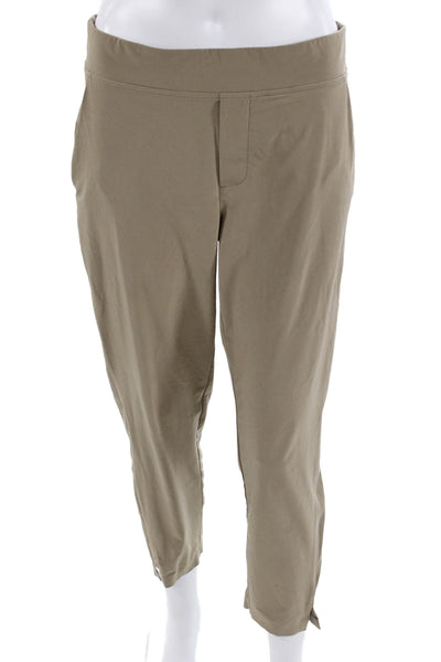 Athleta Women Beige Cropped Ankle Pants Zip Closure Size 6P
