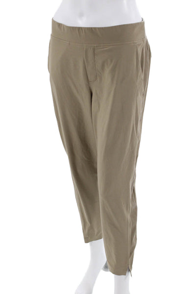 Athleta Women Beige Cropped Ankle Pants Zip Closure Size 6P
