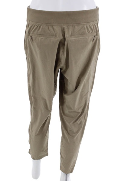 Athleta Women Beige Cropped Ankle Pants Zip Closure Size 6P