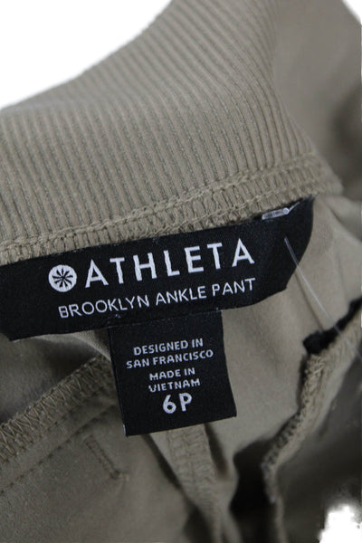 Athleta Women Beige Cropped Ankle Pants Zip Closure Size 6P
