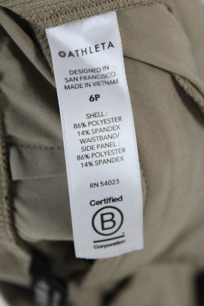 Athleta Women Beige Cropped Ankle Pants Zip Closure Size 6P