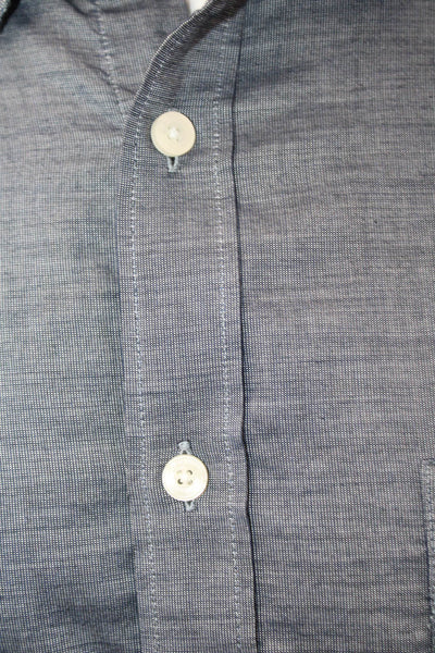 Untuckit Mens Cotton Collared Long Sleeve Pocketed Buttoned Shirt Blue Size L