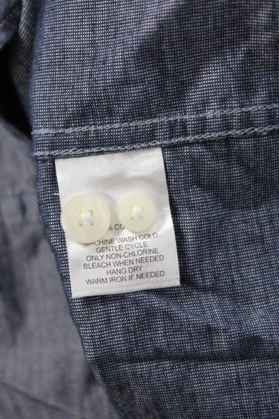Untuckit Mens Cotton Collared Long Sleeve Pocketed Buttoned Shirt Blue Size L