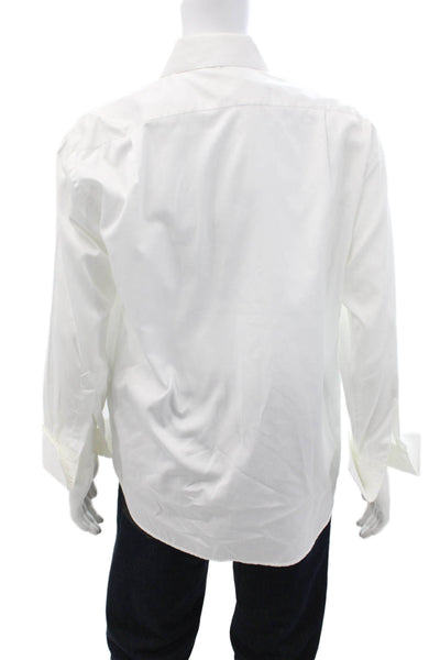 Victor Talbots Mens Point Spread Collar Dress Shirt White Cotton Blend Size 43