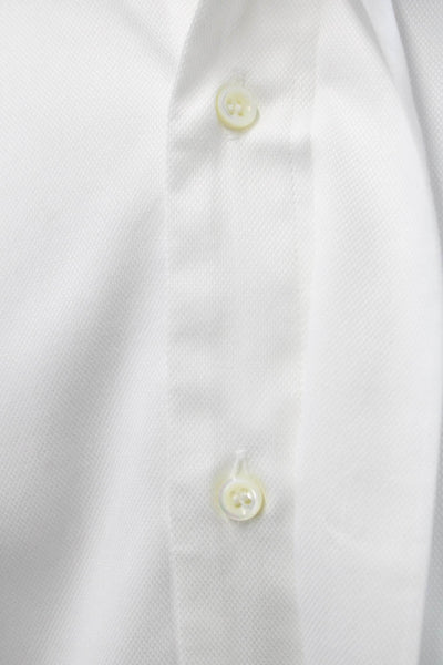 Victor Talbots Mens Point Spread Collar Dress Shirt White Cotton Blend Size 43