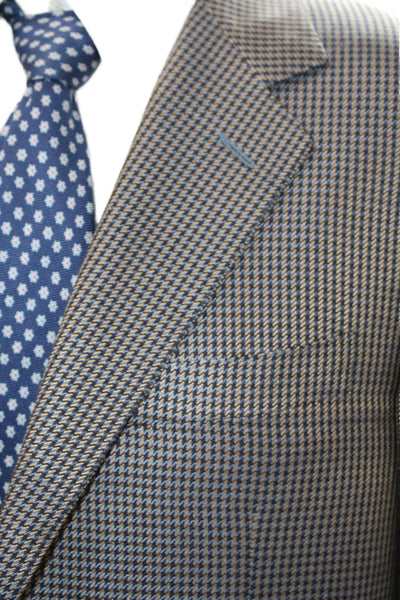Victor Talbots Mens Sport Coat Blue Check Lana Seta Collared Size 52