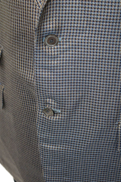 Victor Talbots Mens Sport Coat Blue Check Lana Seta Collared Size 52