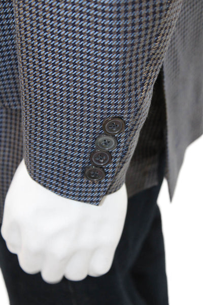 Victor Talbots Mens Sport Coat Blue Check Lana Seta Collared Size 52