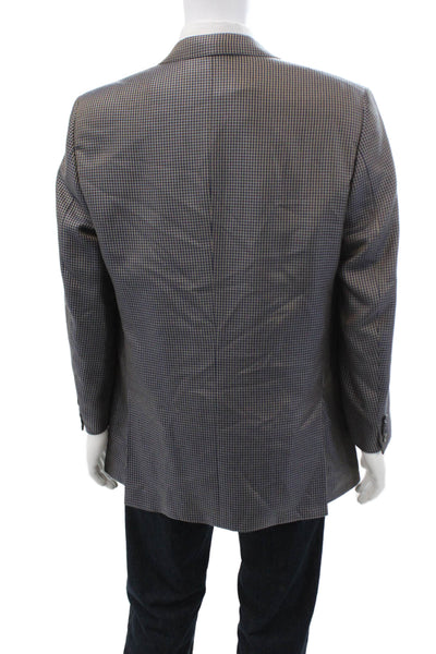 Victor Talbots Mens Sport Coat Blue Check Lana Seta Collared Size 52