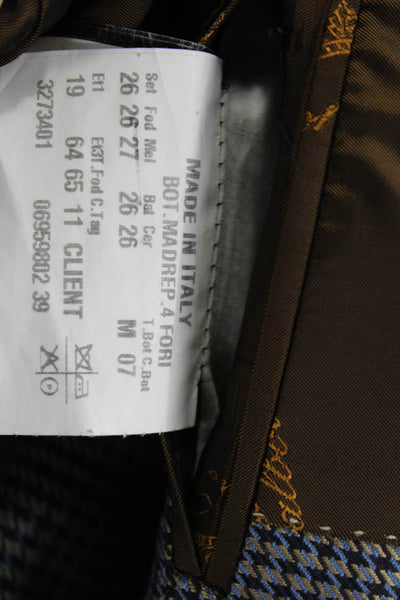 Victor Talbots Mens Sport Coat Blue Check Lana Seta Collared Size 52