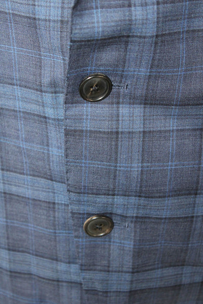 Belvest Men Blue Plaid Blazer Size 54