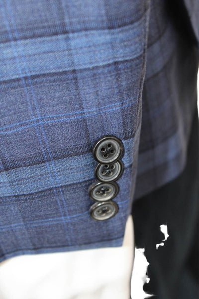 Belvest Men Blue Plaid Blazer Size 54