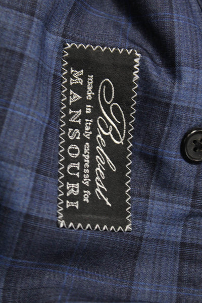 Belvest Men Blue Plaid Blazer Size 54