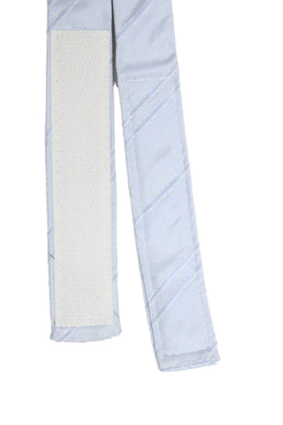 Victor Talbots Mens Silk Striped Adjustable Bow Tie Light Blue