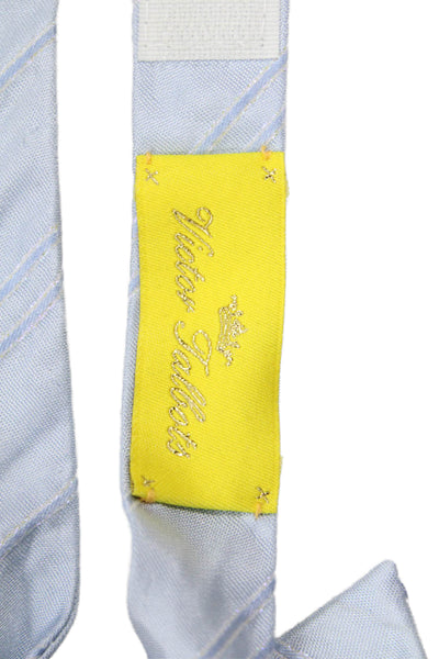 Victor Talbots Mens Silk Striped Adjustable Bow Tie Light Blue