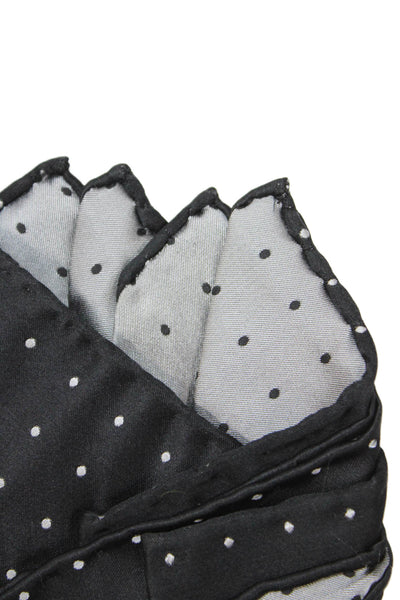 Designer Mens Silk Pleated Detail Pocket Squares Set Of 2 Multicolor