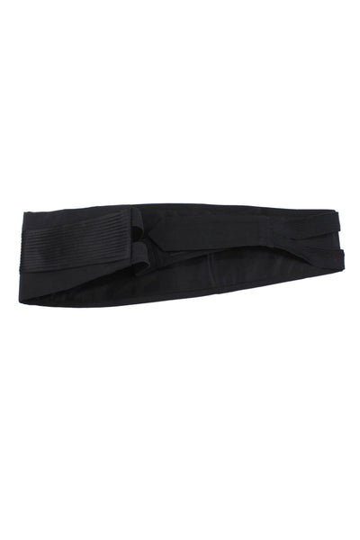 Mr. Knight Mens Silk Pleated Detail Elastic Cummerbund Belt Black 40"