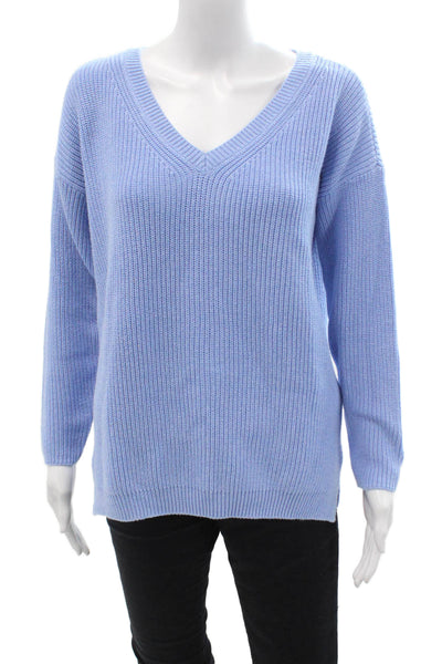 525 America Womens Light Blue V-Neck Pullover Sweater Long Sleeve Size M