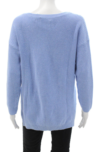 525 America Womens Light Blue V-Neck Pullover Sweater Long Sleeve Size M