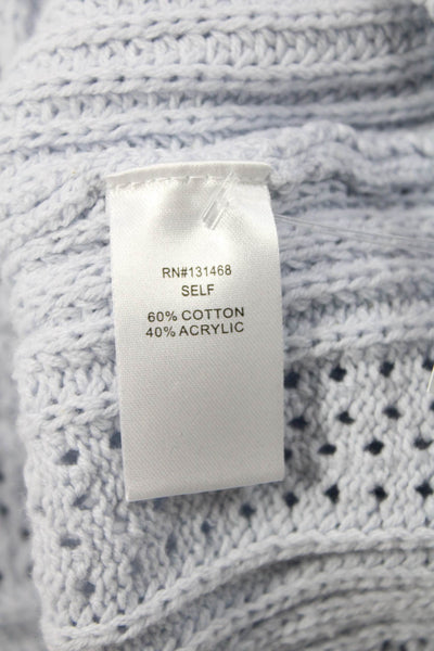 Fate. Women Light Blue Striped V-Neck Cotton Pullover Long Sleeve Boho Size S