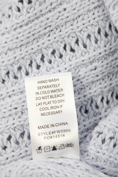 Fate. Women Light Blue Striped V-Neck Cotton Pullover Long Sleeve Boho Size S