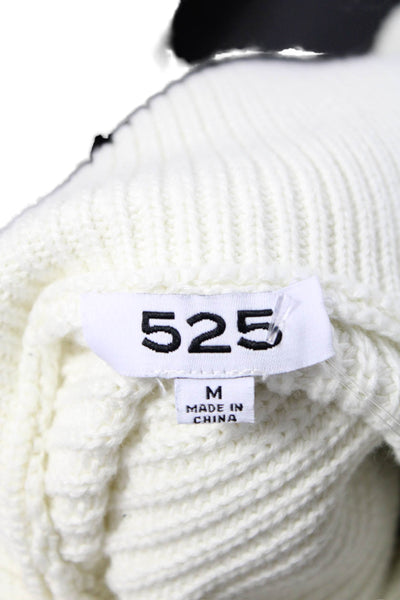 525 Unisex Pullover Collared Zip Striped White Cotton Long Sleeve 80s Size M
