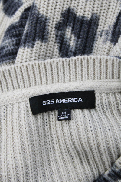 525 America Womens Pullover Sweater Beige Animal Print Crew Neck Cotton Size M