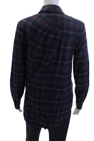 Thakoon Addition Womens Cotton Plaid Shirt Blue Size 02