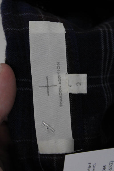 Thakoon Addition Womens Cotton Plaid Shirt Blue Size 02