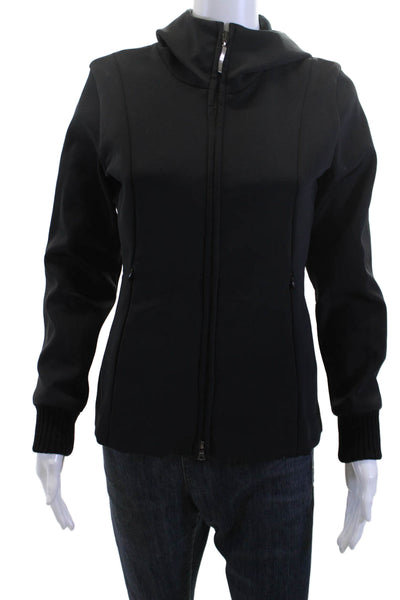 Post Card Womens Windbreaker Black Zip High Neck Long Sleeve Size S