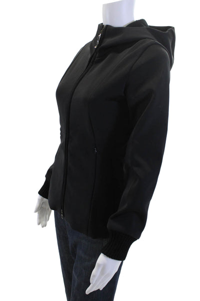 Post Card Womens Windbreaker Black Zip High Neck Long Sleeve Size S