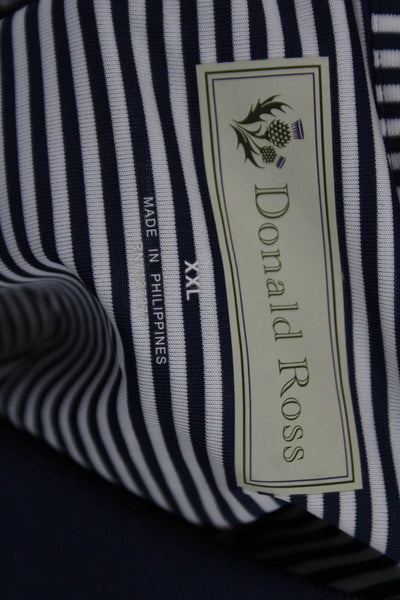 Donald Ross Mens Striped Print Collared Short Sleeve Polo Top Navy Size 2XL